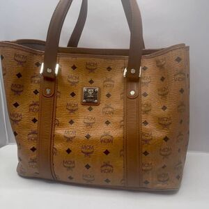 MCM Visetos Cognac Women’s Medium Signature Tote Bag Handbag